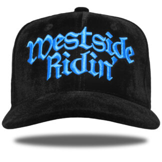 Westside Ridin' <br>Snapback <br>-Velor Black / Sky Blue-<br><br>