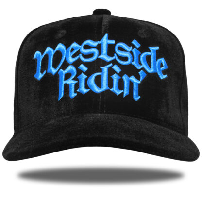 Westside Ridin' <br>Snapback <br>-Velor Black / Sky Blue-<br><br>